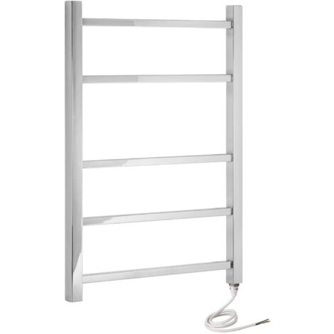 Greened House Cumbria  Electric Square Tube Stainless Steel Heated Towel Rail 500x705mm Mirror Polished Finish