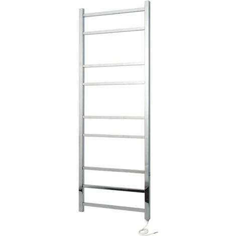 Greened House Cumbria Electric Square Tube Stainless Steel Heated Towel Rail 600x1395mm Mirror Polished Finish