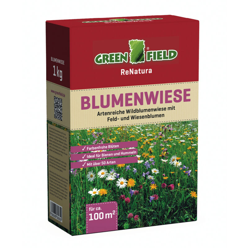 Greenfield Blumenwiese 1 kg Blumen Wiese Samen Gras Kräuter Saatgut