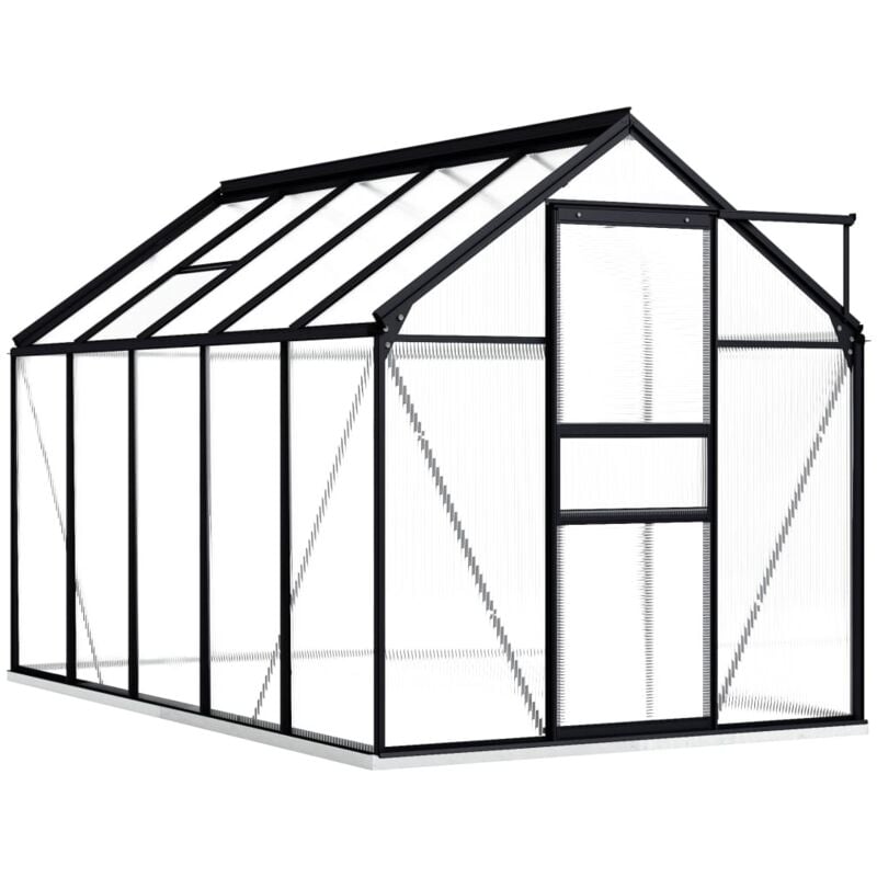 Greenhouse with Base Frame Anthracite Aluminium 5.89 m² Vidaxl