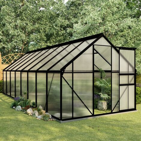 Greenhouse avec cadre d'aluminium anthracite de base dans différentes tailles