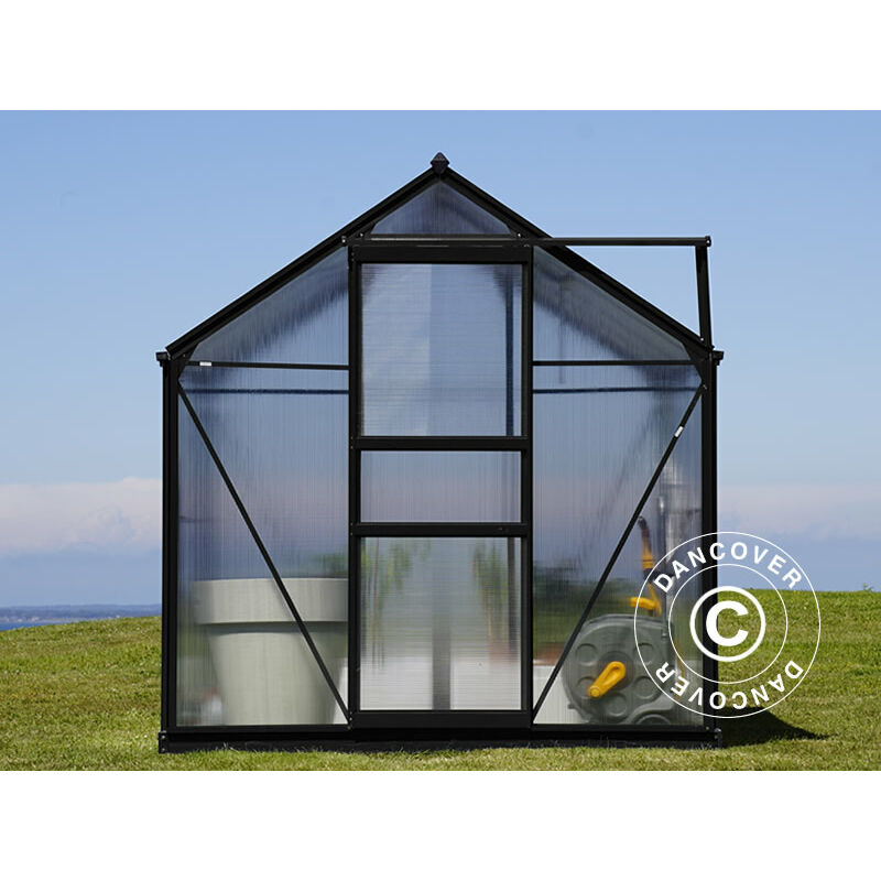 Greenhouse Polycarbonate 4.78 m², 1.9x2.52x2.01 m w/base, Black - Black