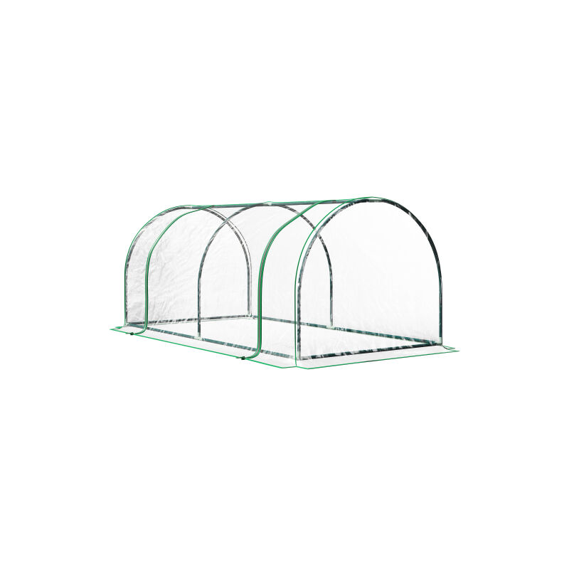 Greenhouse, serre avec porte, lit d'appoint, maison de plantes, sélection végétale, acier, plastique, 200 x 100 x 80 cm, vert