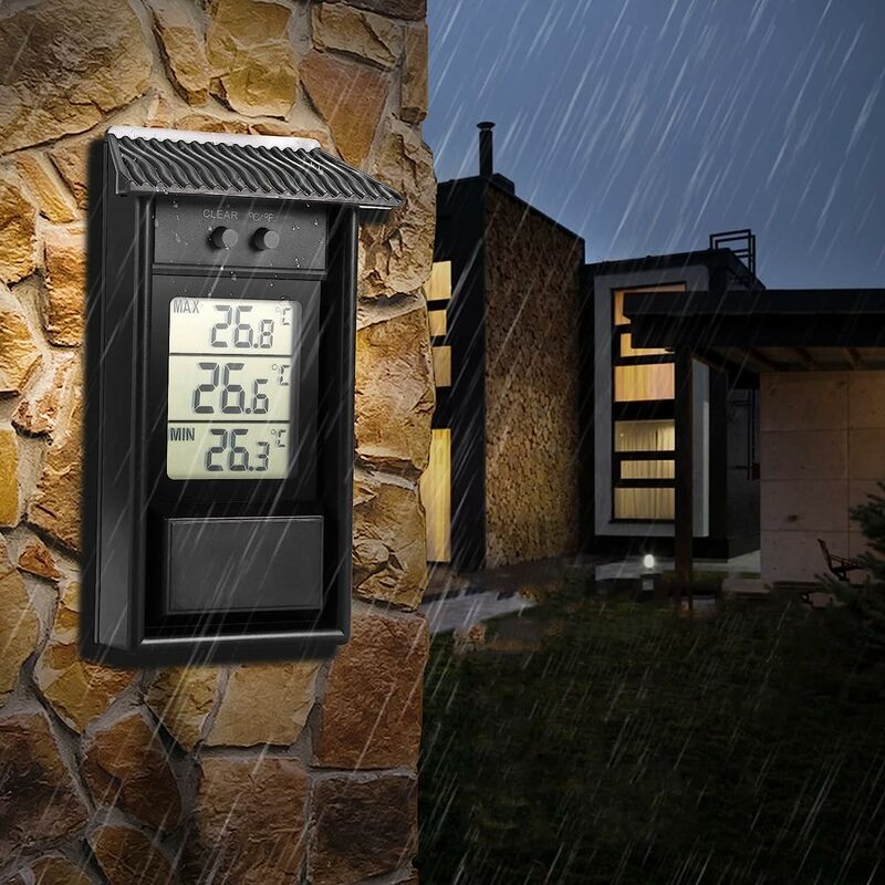 Greenhouse Thermometer, -20-50 °c Temperature Range, Wall Mount (Black)