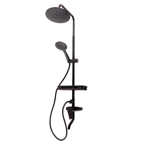 Greenice – Ensemble de douche noir 1 levier unique QLIFA3019 – Laiton/zinc, acier inoxydable, ABS – Installation ajustable, eau chaude/froide
