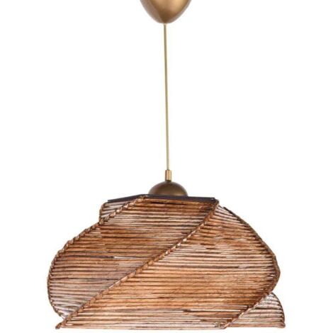 Greenice – Suspension imitation bambou 36x36cm – Hauteur 65cm – Douille E27 – Puissance max 40W – Éclairage doux et ambiant