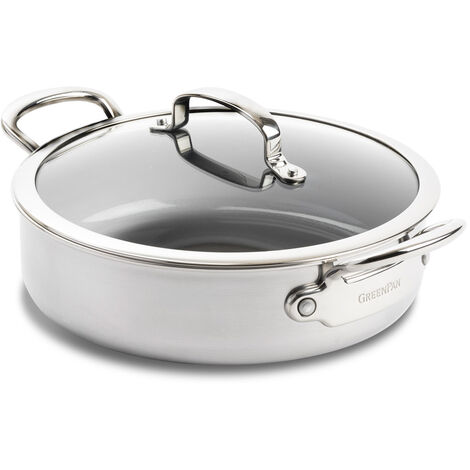 Greenpan - Sauteuse Première 26 cm en Inox avec Couvercle