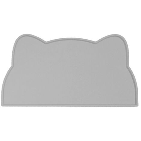 Greensen Tapis de Bol à Chat en Silicone Antidérapant de 17,3 Pouces de Long Coussinets Alimentaires pour Animaux de Compagnie avec Conception de Déversement de Bord de Bord surélevé pour (Grey)