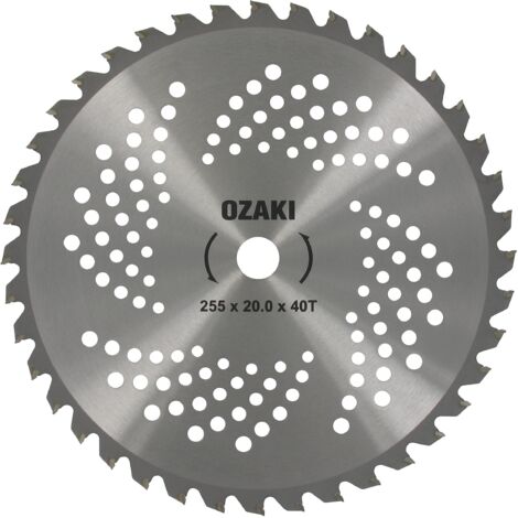 GREENSTAR - Lama a 40 denti per decespugliatore - Denti a punta in carburo - Larghezza di taglio: 255 mm - Spessore 1,3 mm - Foro 20 mm