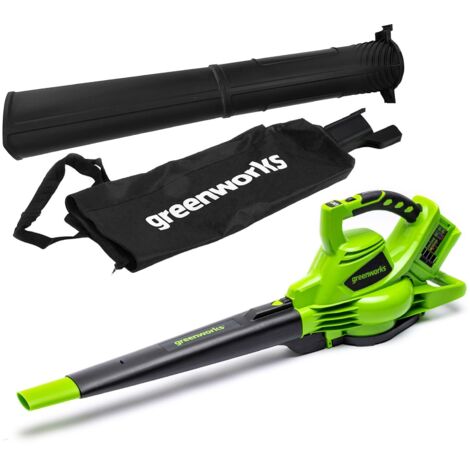 Greenworks 48V(2x24V) Aspirafoglie Soffiatore a Batteria con Tracolla, Motore Brushless, 322km/h, 9m³/min, Sacco di Raccolta da 45L, SENZA Batterie e Caricabatterie, Garanzia 3 Anni GD24X2BV