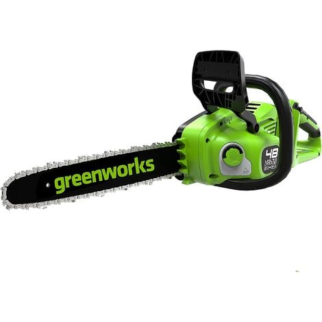 GREENWORKS TOOL Greenworks 48V(2x24V) Motosega a Batteria con Motore Brushless, Lunghezza Barra 14-Pollice (35 cm),Velocità Catena 20m/s, 3,7kg, SENZA 2 Batterie 24V e Caricabatterie, Garanzia 3 Anni- GD24X2CS36