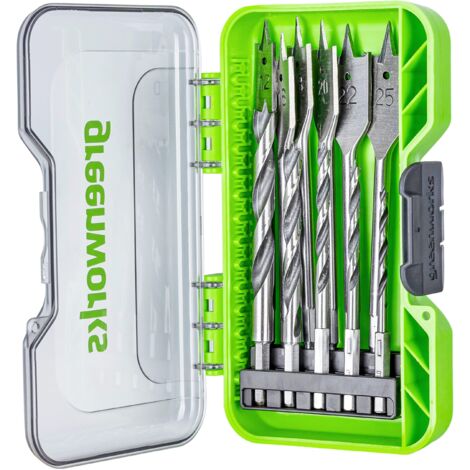Greenworks Bit di avvitamento per trapano (set completo da 11 bit con laccatura argentata e bianca, punte elicoidali per legno da 4mm a 25mm adatte a tutti i trapani e avvitatori a batteria)