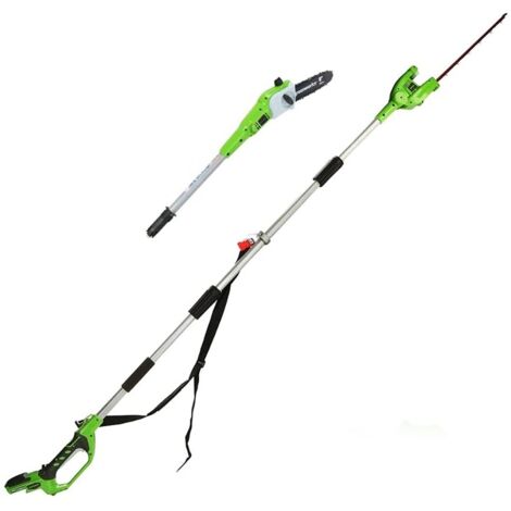 Greenworks G24PSH Sega e Tagliasiepi ad Asta a Batteria 2 in 1 con Tracolla, Barra della Sega ad Asta 20cm, Lame Tagliasiepi 51cm a Doppia Azione SENZA Batteria 24V e Caricabatterie, Garanzia 3 Anni