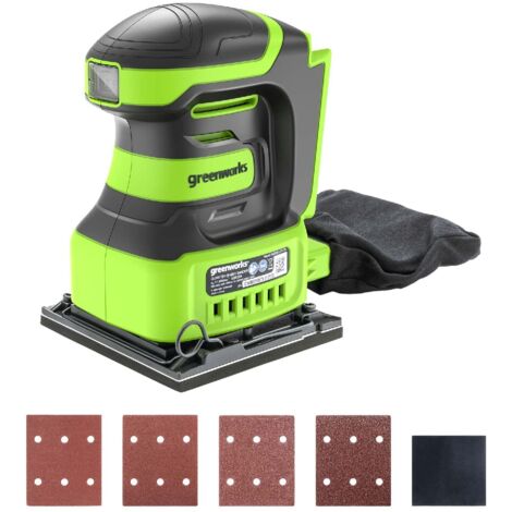 Greenworks G24SS14 - Levigatrice da 1/4 di Foglio a Batteria, 11000 giri/min., SENZA Batteria 24V e Caricabatterie, Garanzia 3 Anni