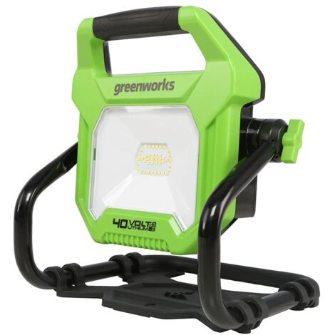 Greenworks G40WL Faretto da Cantiere Ibrido AC/DC e Batteria, Luce da Lavoro con Gancio, Cavo di Alimentazione AC o Batteria Portatile, 2000 Lumen, 2 Impostazioni, SENZA Batteria 40V e Caricabatterie