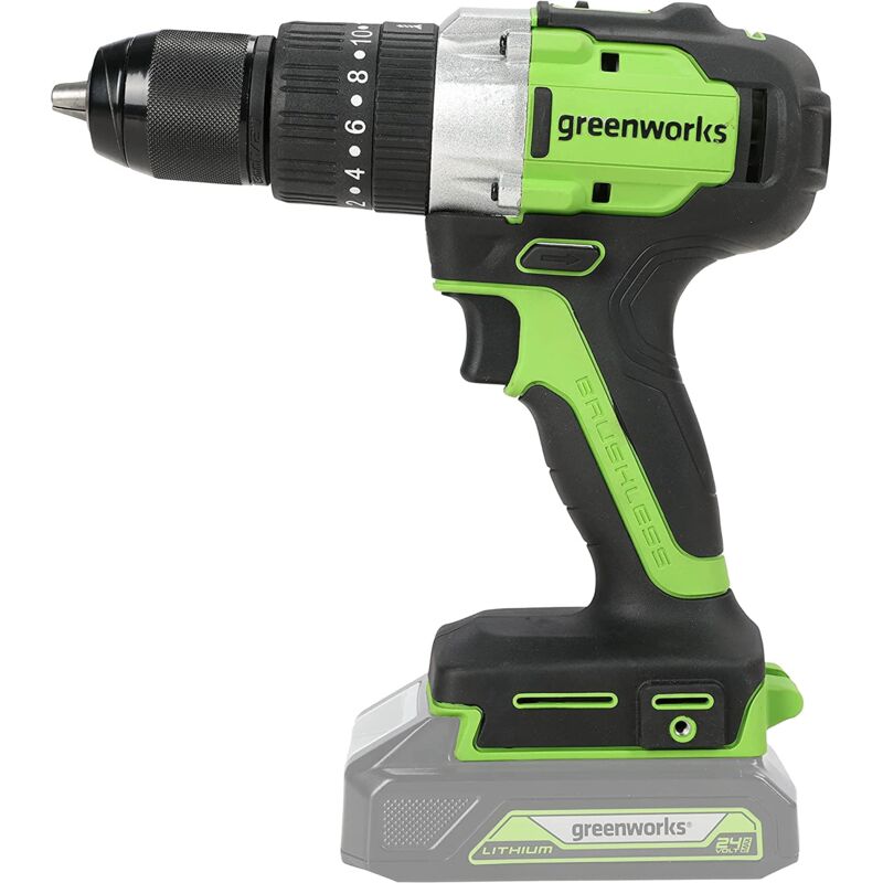 Image of Trapano avvitatore a batteria Greenworks GD24DD60 (Li-Ion 24V 60 Nm coppia 1700 giri/min diametro albero 1/2 potente motore brushless senza batteria