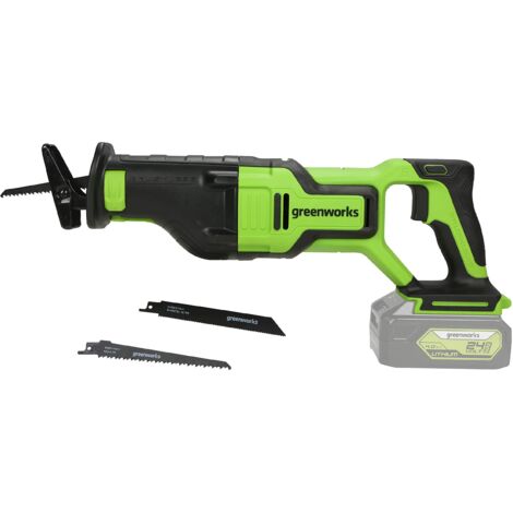 Greenworks GD24RS Sega a Gattuccio Batteria con Motore Brushless, 2700 Colpi/min., Lunghezza Corsa 28mm, SENZA Batteria 24V e Caricabatterie, Garanzia 3 Anni