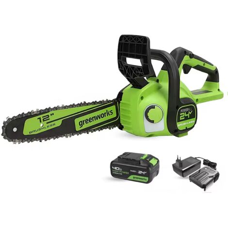 Greenworks Motosega Senza Fili Compatta 24V, 30cm, +12 Attrezzi Compatibili, per Potatura e Legna  Motosega 24V Senza Cavo