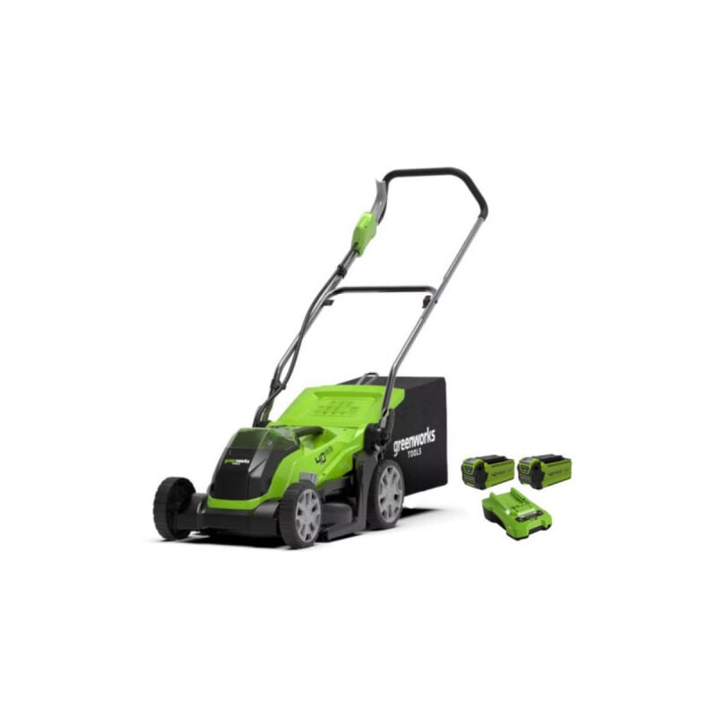 Tondeuse à gazon poussée 35cm 40V GREENWORKS - 2 Batteries 2,0Ah - Chargeur - G40LM35K2X
