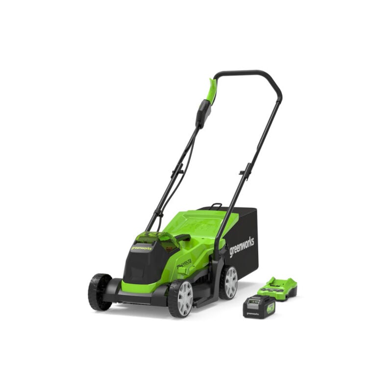 Greenworks - Tondeuse à gazon poussée Brushless 33cm 24V Batterie 4,0Ah - Chargeur - GD24LM33K4