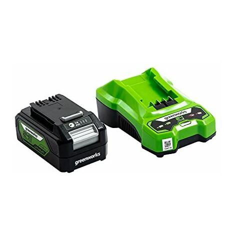Greenworks Tools Batterie G24B4 et Chargeur G24UC (Li-Ion 24V 4Ah 60W puissance 120 minutes de temps de charge à
