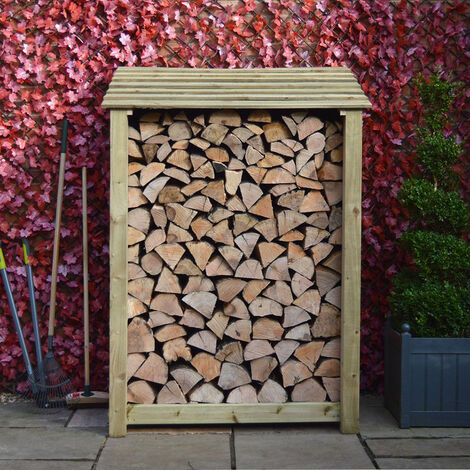 Greetham 6ft Log Store with Kindling Shelf - L80 x W123 x H181 cm - Light Green