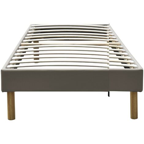 gregory - Solide et Confortable Sommier Tapissier Blanc + Pieds en 20 cm pour matelas en - 13 Lattes - Montage Rapide et Facile - revetement PVC facile d'entretien