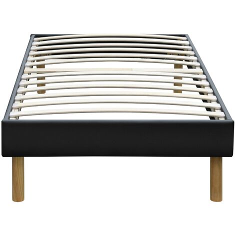 gregory - Solide et Confortable Sommier Tapissier Blanc + Pieds en 20 cm pour matelas en - 13 Lattes - Montage Rapide et Facile - revetement PVC facile d'entretien
