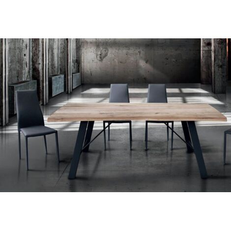 GREGORY - tavolo da pranzo moderno in acciaio e legno Spessore 4 cm