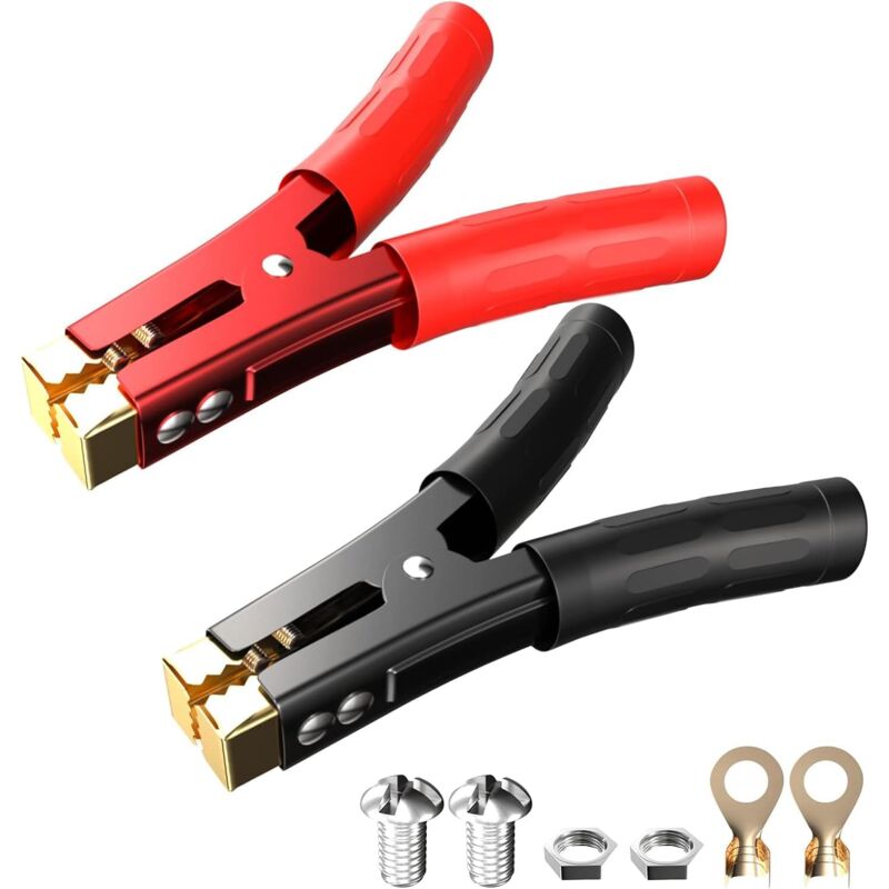 Greluma 2 pcs 1000A Serre câbles de démarrage de Batterie,Pinces Crocodiles Robustes,câbles de démarrage Pince de suralimentation,Pinces de Chargeur