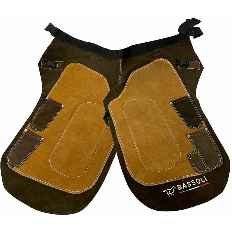 Tablier beige de 750 mm de long: Tablier de maréchal-ferrant en cuir beige avec quatre poches et aimant