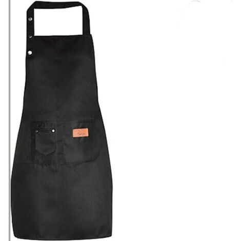 Grembiule da cucina per donna e uomo con tasche, taglie forti, idrorepellente, nero.