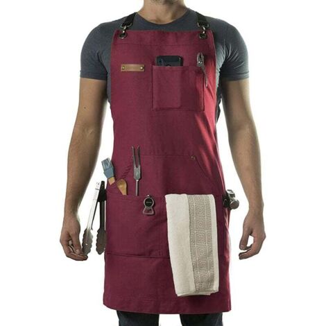 Grembiule da cuoco di qualità professionale per cucinare, barbecue e grigliate (rosso)