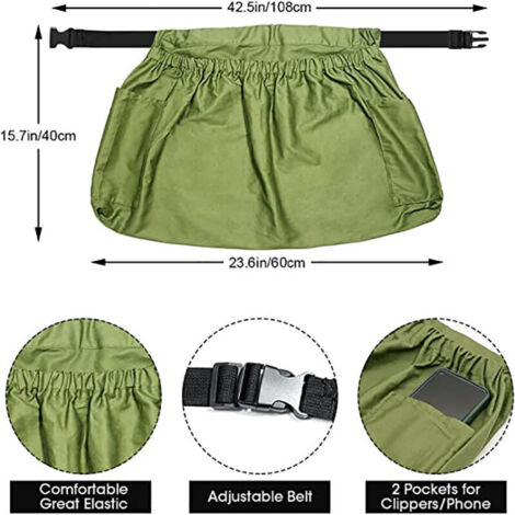 Grembiule da raccolta per l'orto, cintura in tela per grembiule da raccolta, verde