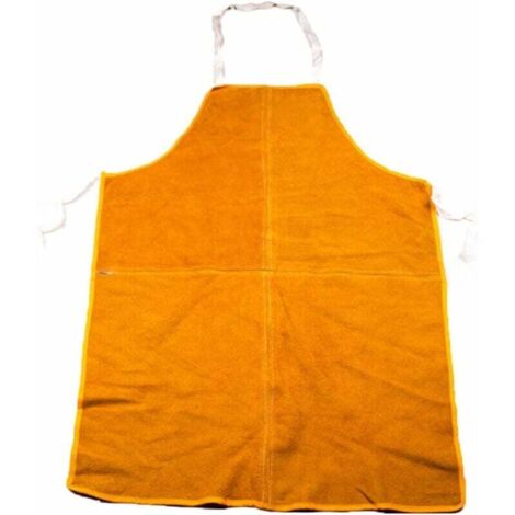 Grembiule da saldatore, grembiule da saldatore in pelle, giacca da saldatore ignifuga con pelle di mucca, taglia regolabile, falegnameria, fabbro, giardiniere (70x100 cm)