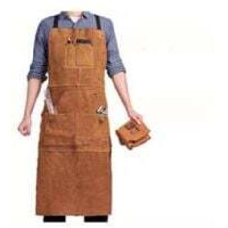 Grembiule da saldatura con 6 tasche, grembiule da lavoro in pelle ignifuga resistente al calore, grembiule da carpentiere da uomo regolabile dalla M alla XXXL, perfetto per fabbro, meccanico, officina