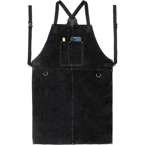 Grembiule da saldatura, grembiule da lavoro in pelle da uomo, grembiule da cucina multifunzionale da 24" x 36"