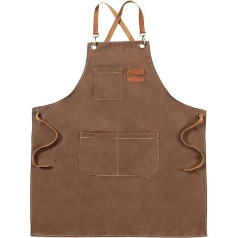 Grembiule in tela, Grembiule da lavoro unisex, Grembiule da chef con cintura regolabile e 3 tasche, Grembiule da servizio, Cucina, Pasticceria, Artisti, Pittura, Cinghie incrociate, Quasi 200 pezzi di