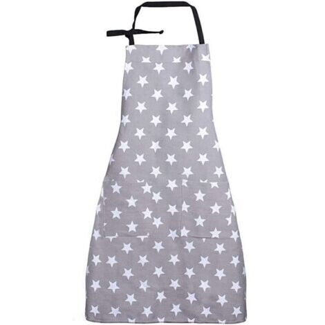 Grembiule per cucina (grigio), Grembiule per cucina per donne, Grembiule per cucina regolabile in cotone e lino per uso domestico, ristoranti e barbecue.