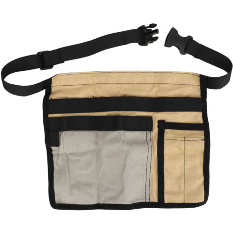 Grembiule porta attrezzi da giardinaggio, tasche multiple, in tessuto Oxford, cintura regolabile per attrezzi da giardinaggio, color cachi e grigio.