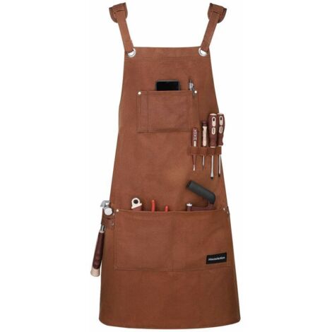 Grembiule portautensili, grembiule da lavoro multifunzionale impermeabile e resistente all'olio, realizzato in tela cerata resistente con tasche portautensili per pittura, lavorazione del legno, ecc.,
