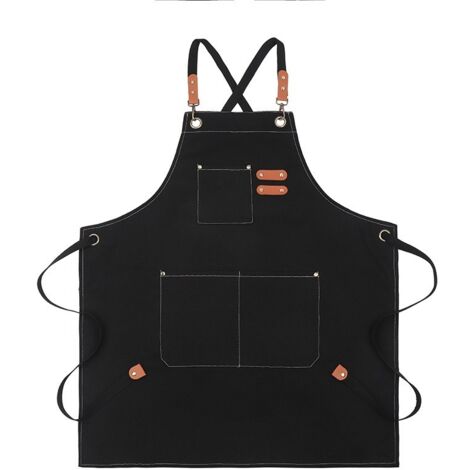 Grembiuli in tela, grembiuli da chef 68x99 cm con cinturino regolabile e 3 tasche, grembiuli da lavoro per uomo e donna, incrociati sulla schiena