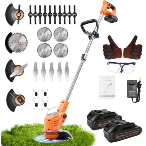 Grenintol Rasentrimmer ,4-in-1- Akku-Rasentrimmer mit 2X2000mah-Batterien Höhen &winkelverstellbarer Elektro-Rasentrimmer kabelloser Akku-Rasenmäher Elektrischer Trimmer Zum Mähen des Rasens Trimme