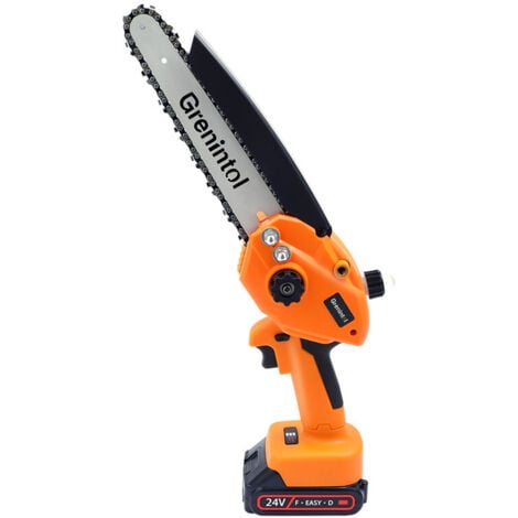 Grenintol Tronçonneuse Électrique sans Fil, Mini Tronçonneuses à Batterie 24V avec 2 Chaînes Pour La Coupe Du Bois, Orange