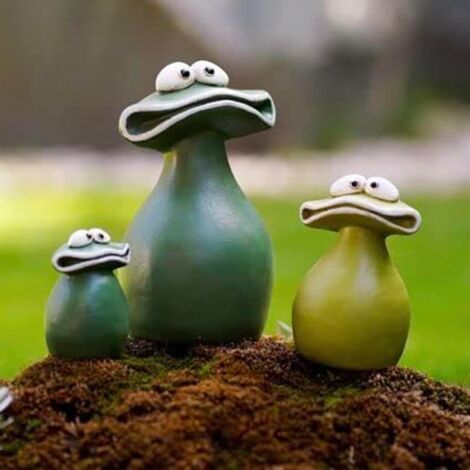 Grenouille Decorative, décoration extérieure Jardin, Statue de Grenouille en résine pour Balcon, Mini étang, décoration de terrasse,Set [Classe énergétique A]