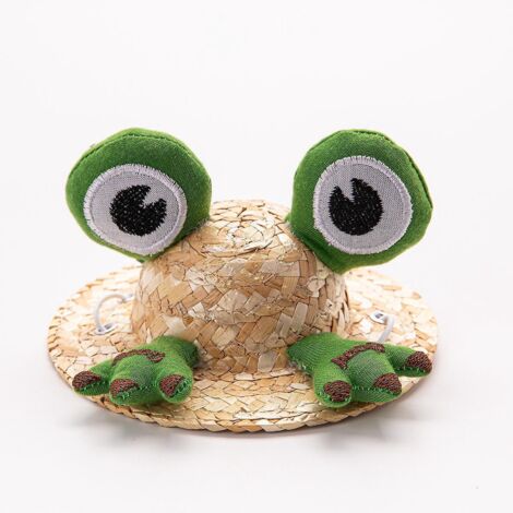 (grenouille)chapeau De Soleil En Paille Pour Petit Animal De Compagnie, Joli Chapeau De Costume Pour Chiens, Chiots, Mini Chapeau De Protection Co