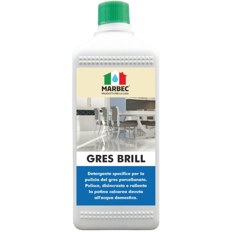 Image of Marbec - gres brill 1LT Detergente igienizzante specifico per la pulizia del gres porcellanato. Pulisce, disincrosta e rallenta la patina calcarea