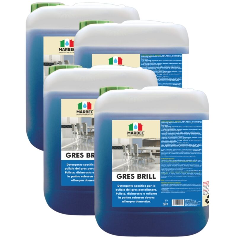 Image of Gres brill 5LTX4PZ Detergente igienizzante specifico per la pulizia del gres porcellanato. Pulisce, disincrosta e rallenta la patina calcarea dovuta