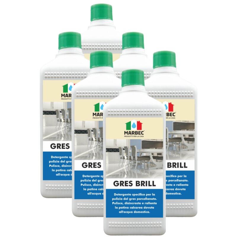 Image of Gres brill 1LTX6PZ Detergente igienizzante specifico per la pulizia del gres porcellanato. Pulisce, disincrosta e rallenta la patina calcarea dovuta
