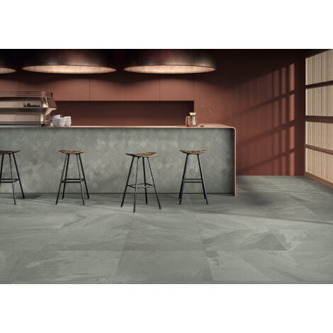 Grès cérame - BRAZILIAN SLATE - Silk Grey - Naturelle - 60x60x0,9cm